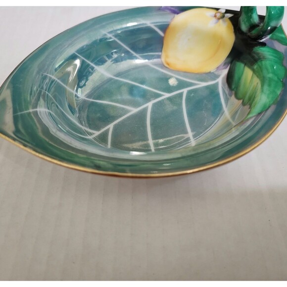 Antique c. 1918 Noritake Morimura Japan Handpainted Lemon Bowl with Ring Handle - Picture 5 of 7
